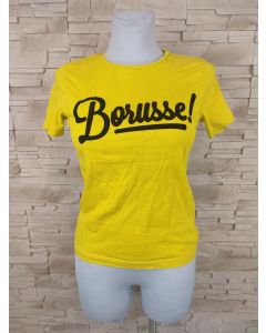 T-shirt sportowy żółty z czarnym napisem